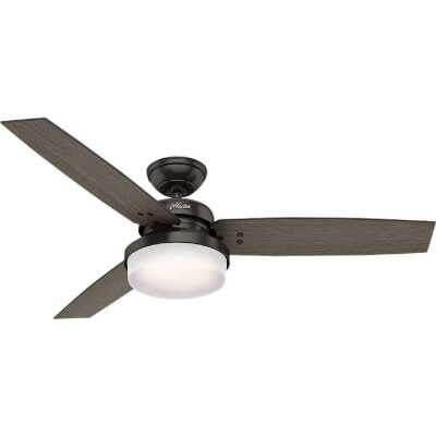 Hunter Sentinel 52 In. Premier Bronze Ceiling Fan with Light Kit and Handheld Remote Control