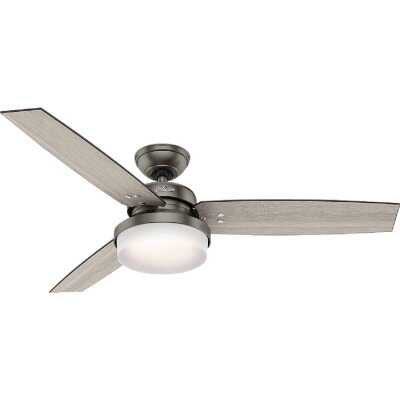 Hunter Sentinel 52 In. Brushed Slate Ceiling Fan with Light Kit and Handheld Remote Control