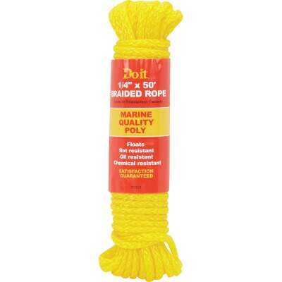 Do it Best 1/4 In. x 50 Ft. Yellow Braided Polypropylene Packaged Rope